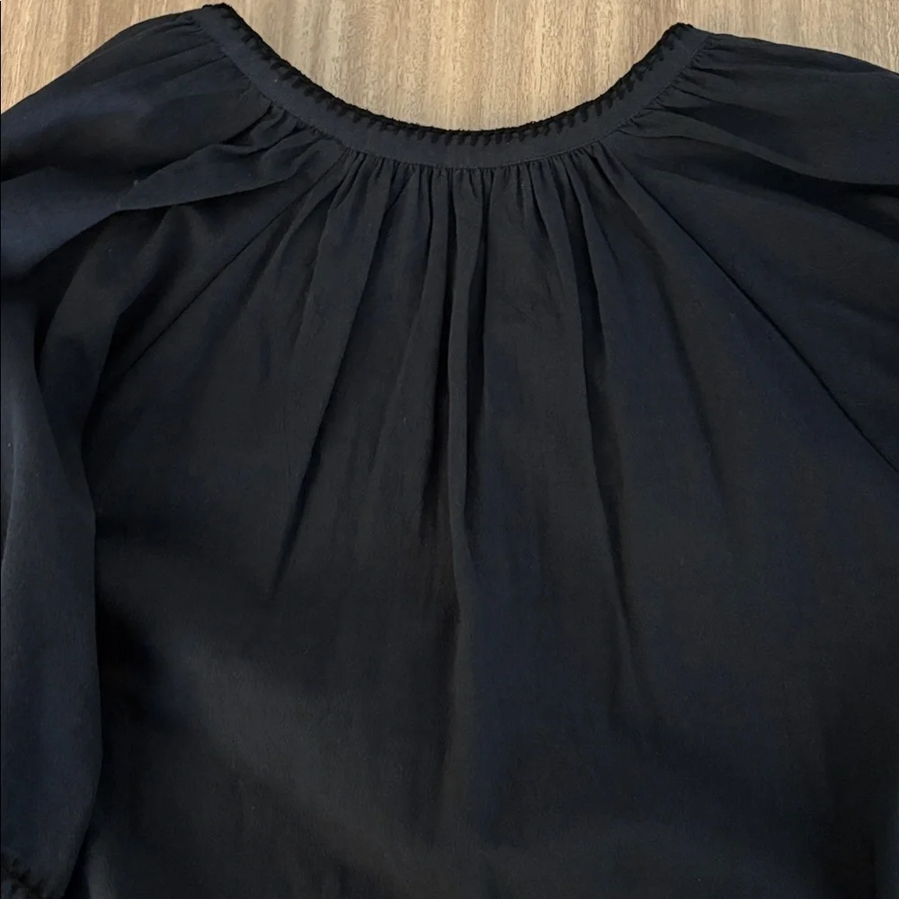 Apiece Apart Maria Mini Dress Puff Gathered Sleeves Women’s Size XS Navy Blue